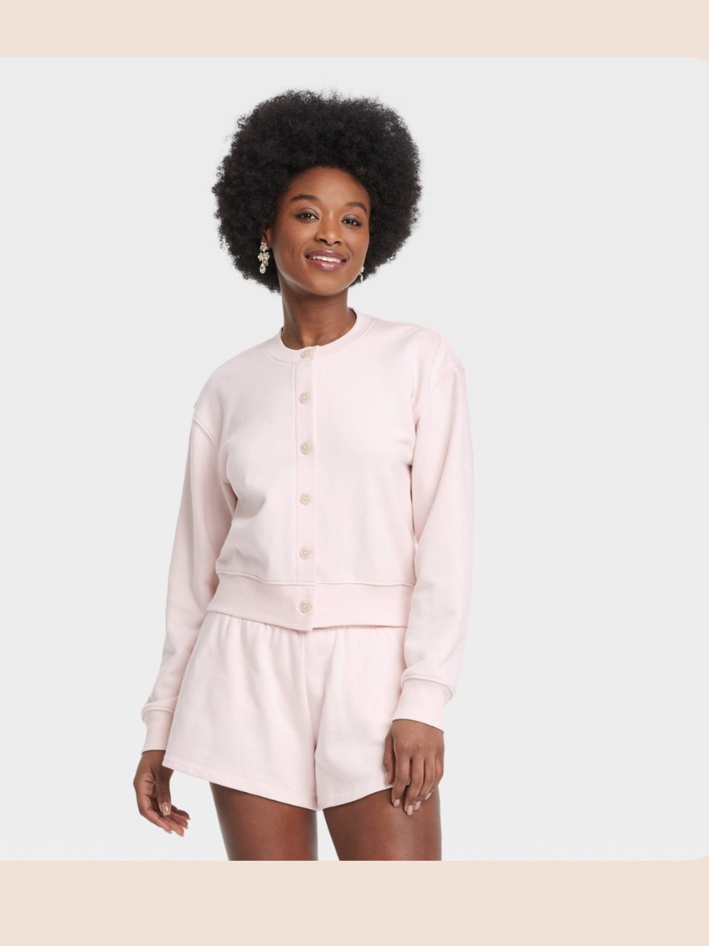 Universal Threads French Terry Crewneck Cardigan. Light Pink. NWT. Size Large